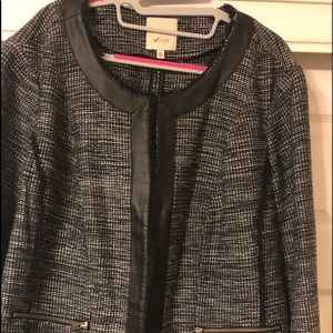 Vegan leather tweed jacket